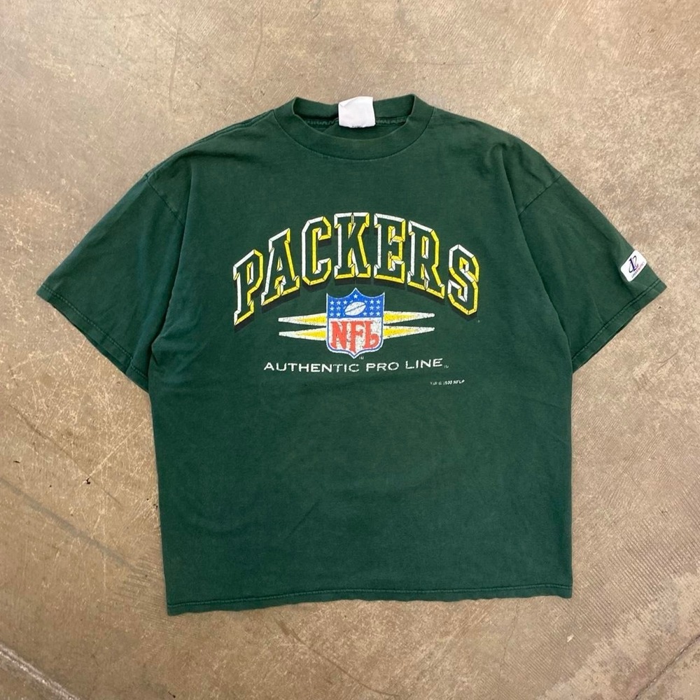 Vintage Green Bay Packers NFL Logo Athletic Diamond Spike T-Shirt Size XL
